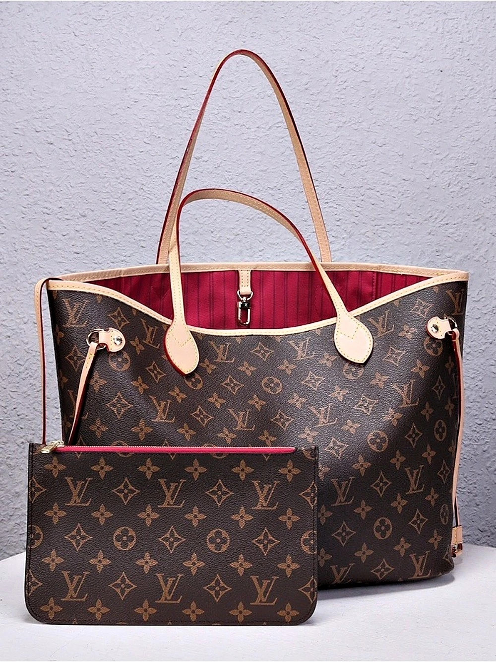 🥃LV NEVERFULL MM Monogram Cherry with Pouch